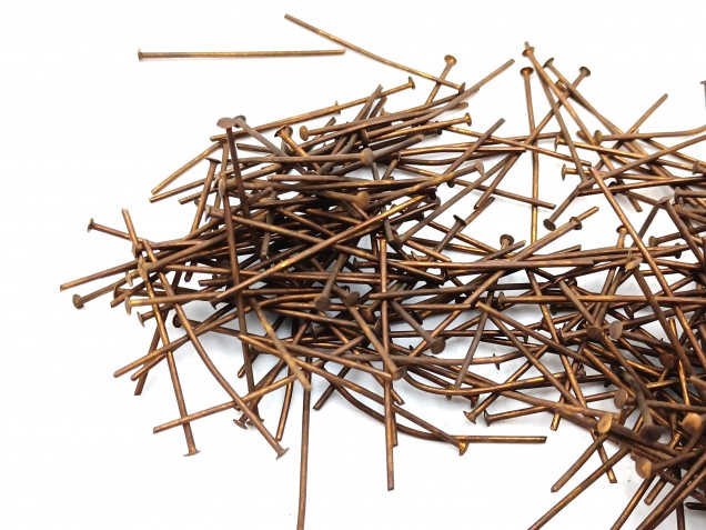 Chandelier Connecting Pins Aged Antique Brass 30mm X 0.8mm 2mm Head Pack 100