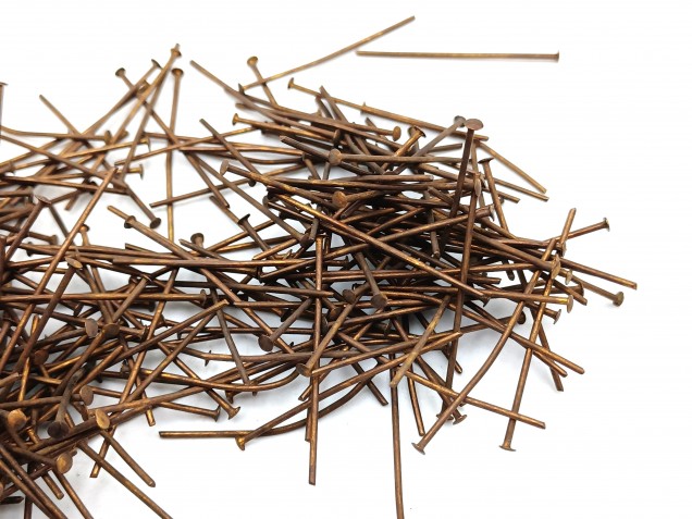 Chandelier Connecting Pins Aged Antique Brass 40mm X 0.8mm 2mm Head