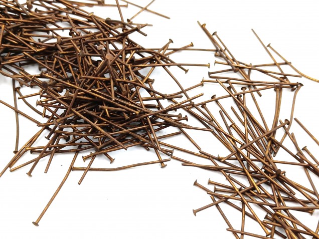 Chandelier Connecting Pins Aged Antique Brass 35mm X 0.8mm 2mm Head