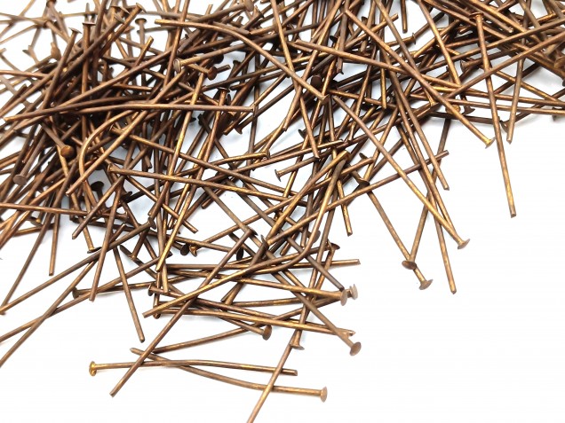 Chandelier Connecting Pins Aged Antique Brass 20mm X 0.8mm 2mm Head 