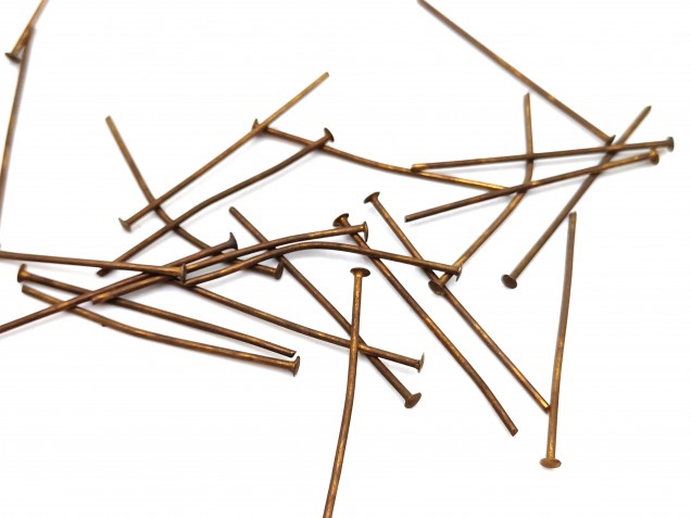Chandelier Connecting Pins Aged Antique Brass 35mm X 0.8mm 2mm Head