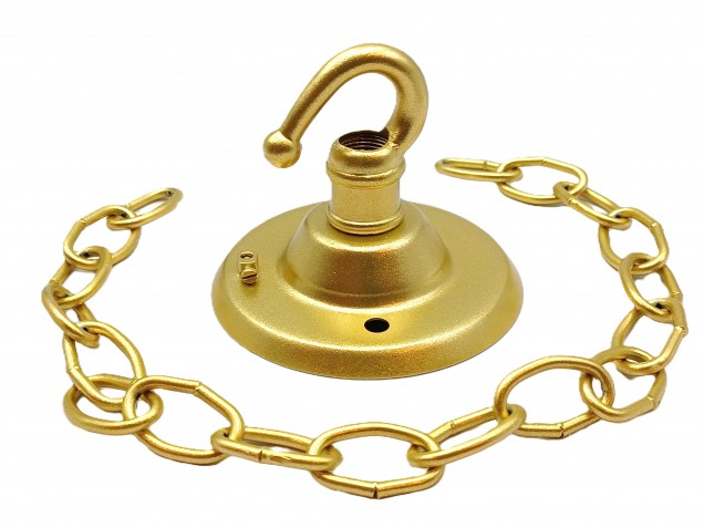 Chandelier Ceiling Rose Hook and chain in gold 15 kgs max load