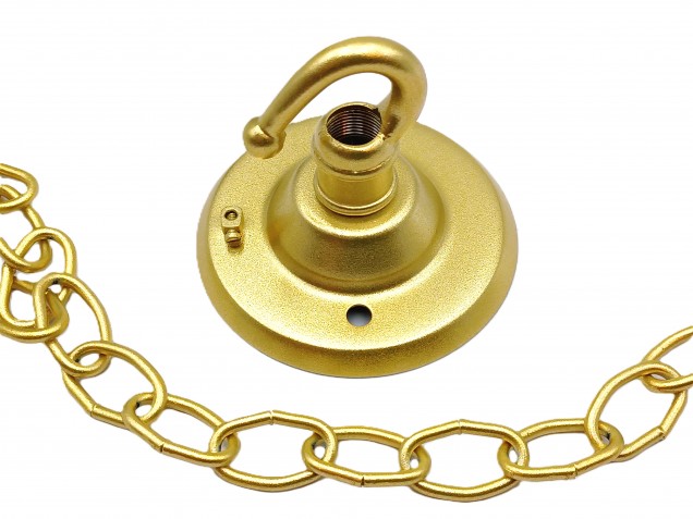 Chandelier Ceiling Rose Hook and chain in gold 15 kgs max load