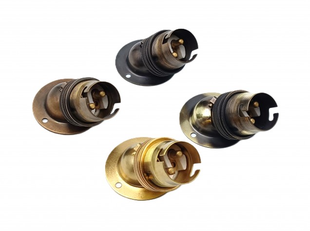 Angle batten lamp holder BC B22 3 part earthed 4 finishes