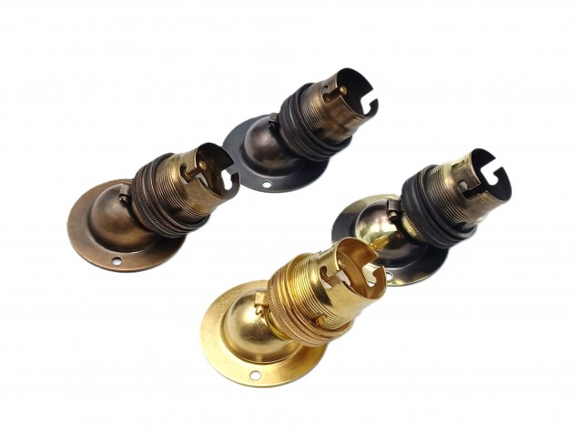Angle batten lamp holder BC B22 3 part earthed 4 finishes