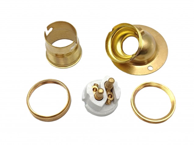 Angle batten lamp holder BC B22 3 part earthed 4 finishes