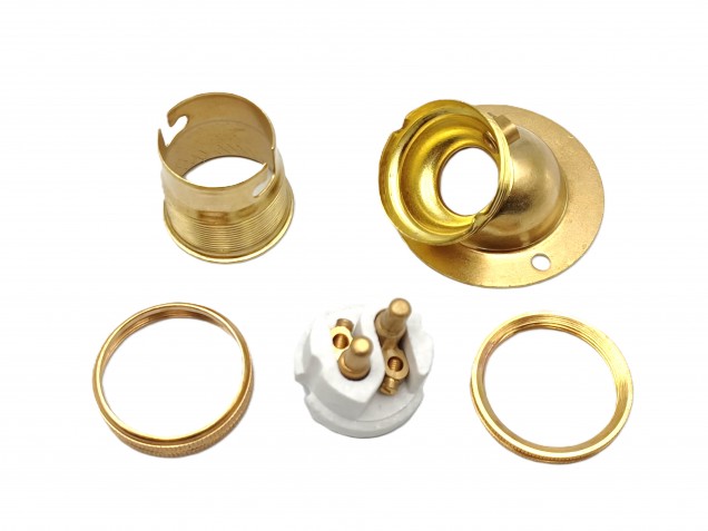 Angle batten lamp holder BC B22 with choice of lamp shade holder