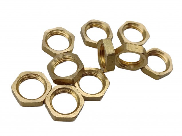 M10 BRASS HEXAGON NUTS 10MM METRIC THREAD 3MM DEPTH