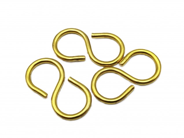 chandelier hook closed S hook in BRASS 10kgs max load 3 pack