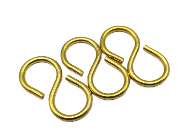 chandelier hook closed S hook in BRASS 10kgs max load 3 pack