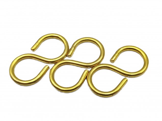chandelier hook closed S hook in BRASS 10kgs max load 3 pack