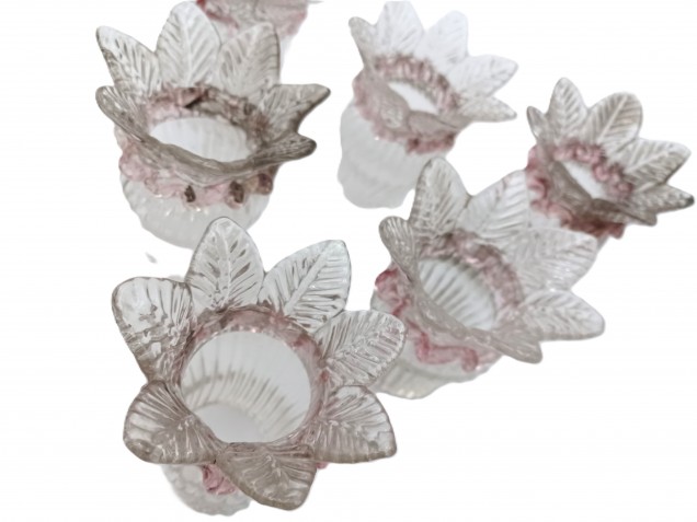 Venetian Chandelier glass candle cup with red rim 65mm width