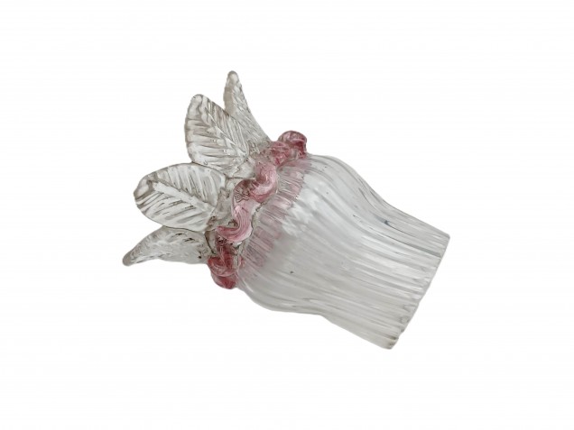 Venetian Chandelier glass candle cup with red rim 65mm width