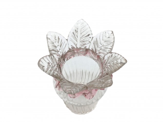 Venetian Chandelier glass candle cup with red rim 65mm width