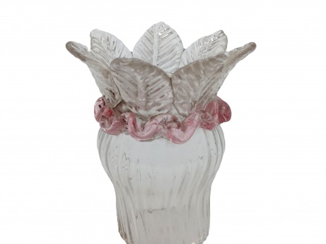 Venetian Chandelier glass candle cup with red rim 65mm width