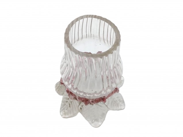 Venetian Chandelier glass candle cup with red rim 65mm width