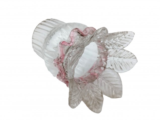 Venetian Chandelier glass candle cup with red rim 65mm width