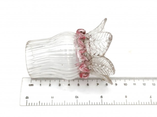 Venetian Chandelier glass candle cup with red rim 65mm width