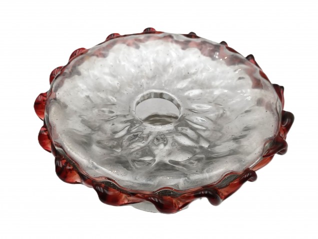 Murano Chandelier Glass Stem Spacer clear and red 120mm Width 