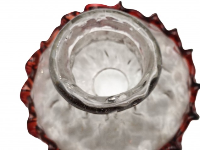 Murano Chandelier Glass Stem Spacer clear and red 120mm Width 