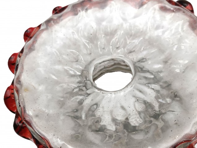 Murano Chandelier Glass Stem Spacer clear and red 120mm Width 