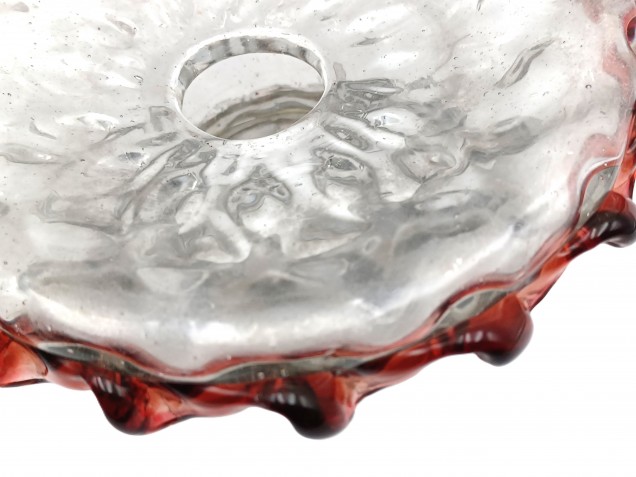 Murano Chandelier Glass Stem Spacer clear and red 120mm Width 