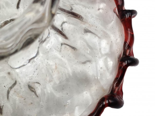 Murano Chandelier Glass Stem Spacer clear and red 120mm Width 