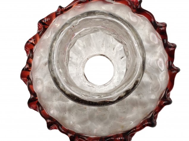 Murano Chandelier Glass Stem Spacer clear and red 120mm Width 