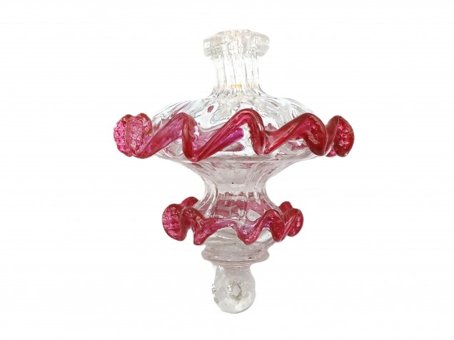 Antique Venetian Chandelier spare Glass finial clear with Red  