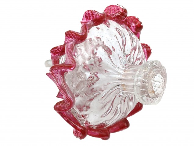 Antique Venetian Chandelier spare Glass finial clear with Red  