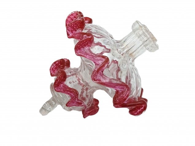 Antique Venetian Chandelier spare Glass finial clear with Red  