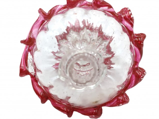 Antique Venetian Chandelier spare Glass finial clear with Red  