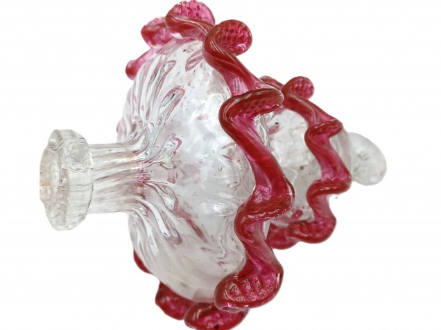 Antique Venetian Chandelier spare Glass finial clear with Red  