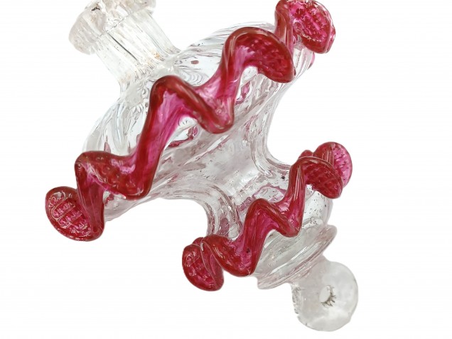 Antique Venetian Chandelier spare Glass finial clear with Red  