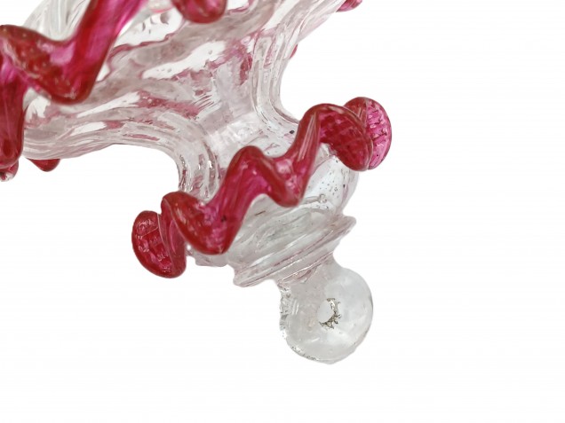 Antique Venetian Chandelier spare Glass finial clear with Red  