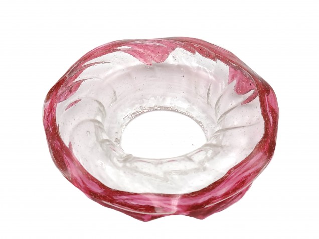 Venetian Chandelier glass dish pan with red rim 85mm width