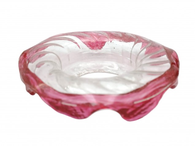 Venetian Chandelier glass dish pan with red rim 85mm width