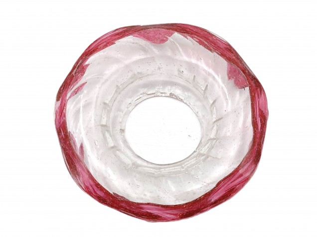 Venetian Chandelier glass dish pan with red rim 85mm width