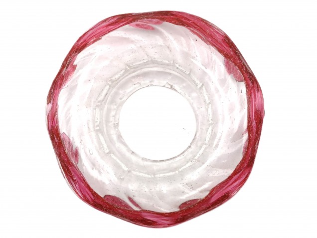 Venetian Chandelier glass dish pan with red rim 85mm width
