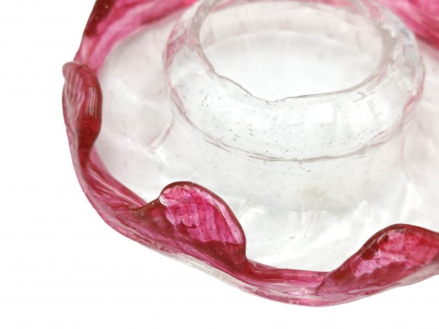 Venetian Chandelier glass dish pan with red rim 85mm width