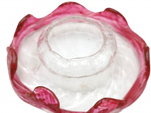 Venetian Chandelier glass dish pan with red rim 85mm width
