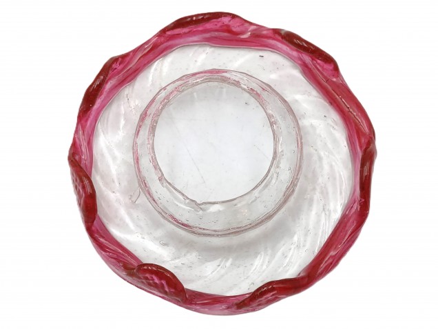 Venetian Chandelier glass dish pan with red rim 85mm width