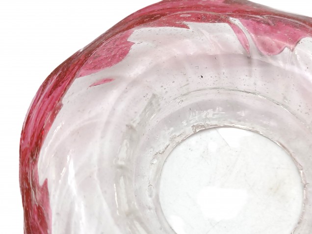 Venetian Chandelier glass dish pan with red rim 85mm width