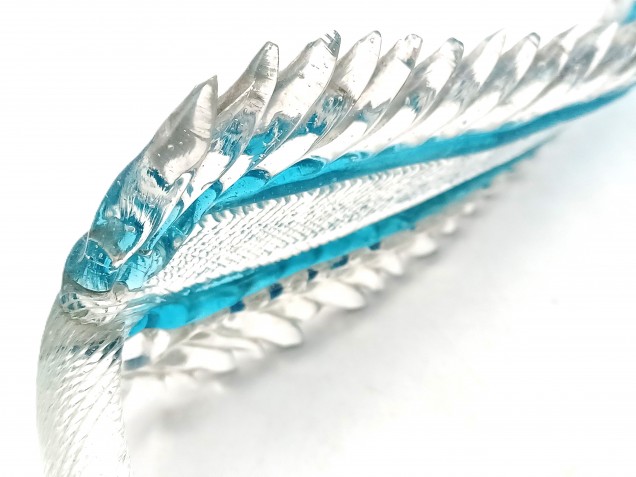 Large Chandelier Murano glass Leaf blue and clear