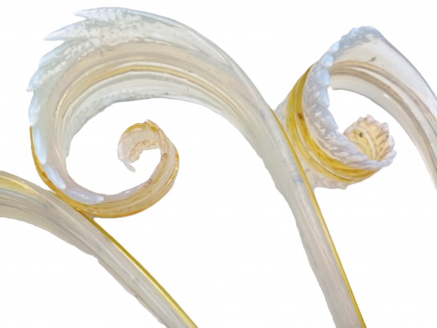 Venetian glass chandelier crook Leaf blue and gold 