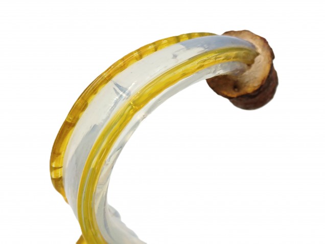 Venetian glass wall light Leaf blue and gold with pink flower