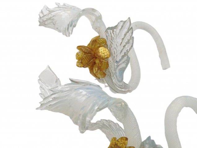 Murano glass wall light Leaf blue and gold