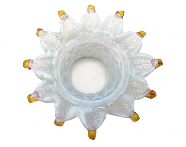 Antique Italian blue and gold Chandelier glass canopy