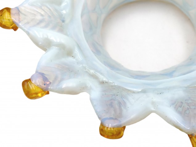 Antique Italian blue and gold Chandelier glass canopy