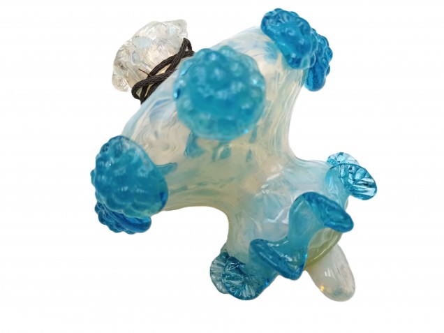 Antique Murano chandelier finial blue glass 